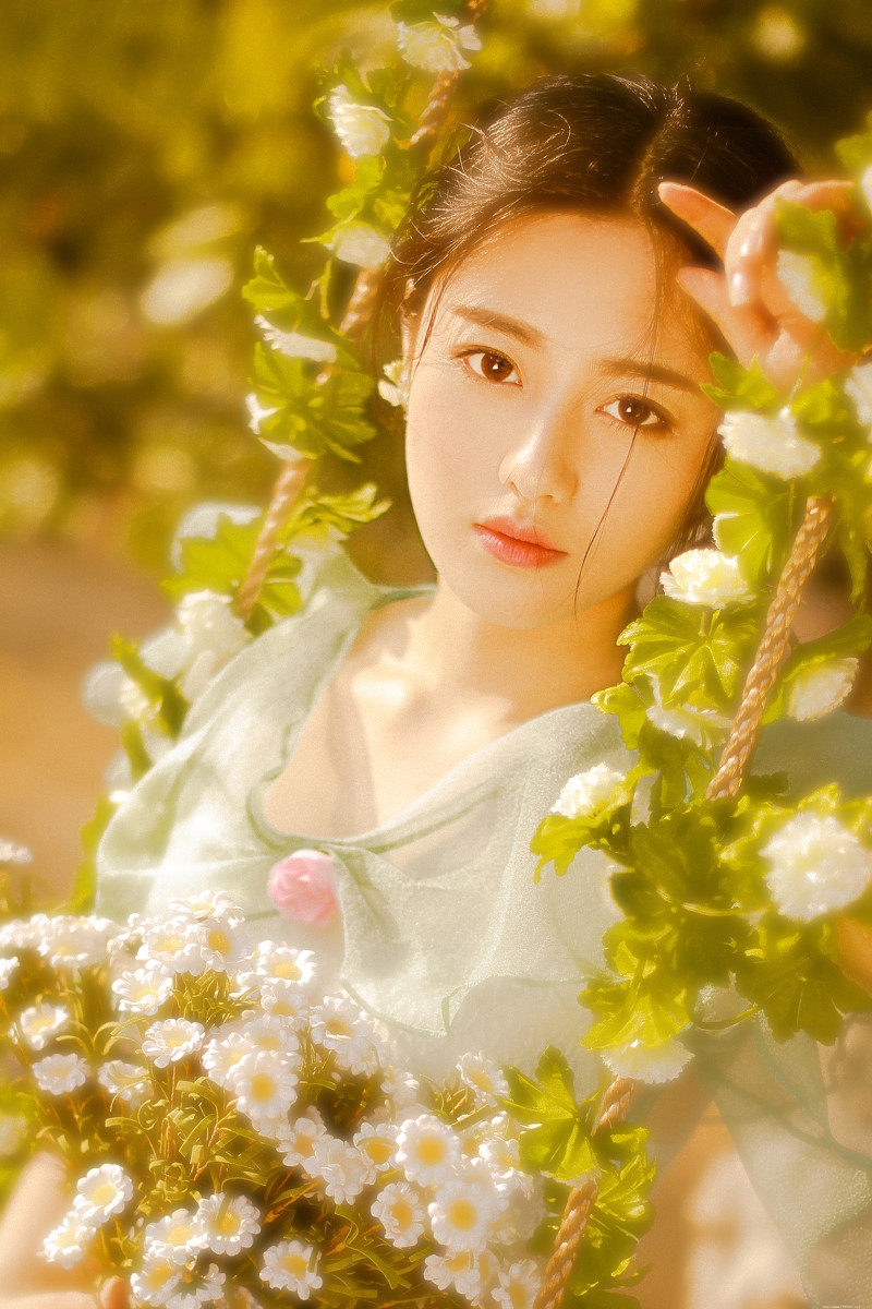 似画中人的精致五官美女夕阳唯美写真