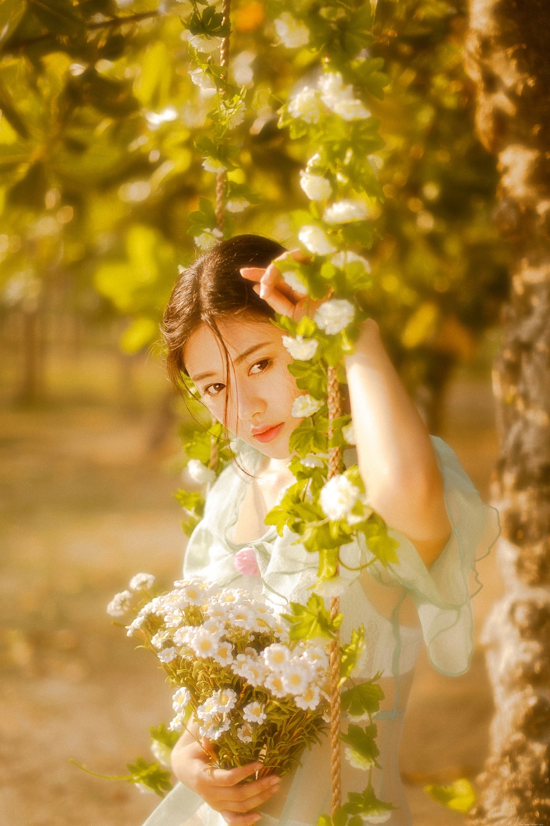 似画中人的精致五官美女夕阳唯美写真