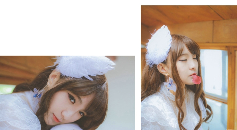 阁楼上的蕾丝白纱长发妹子幽静素雅写真