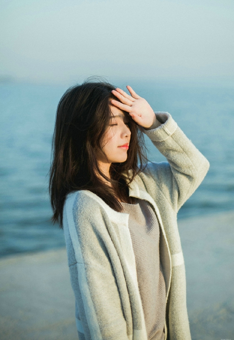 海岸边气质森系女神高颜值随性范