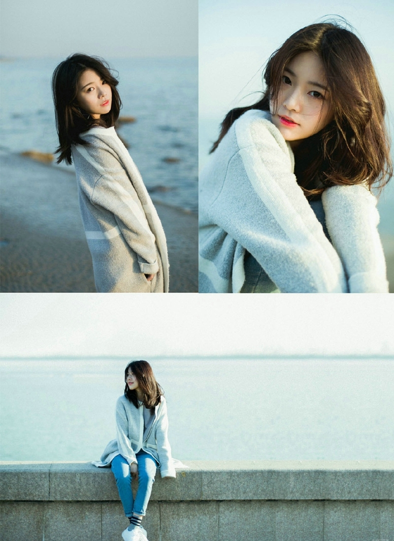 海岸边气质森系女神高颜值随性范