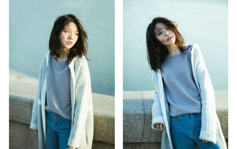 海岸边气质森系女神高颜值随性范