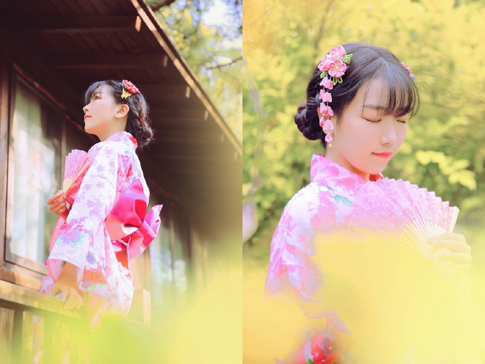 初秋和服娇艳姑娘清新郊外美丽动人