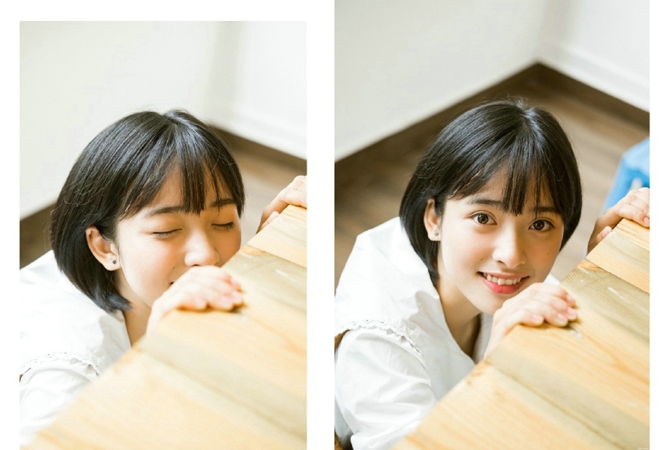 日系短发森系妹子甜美精致五官