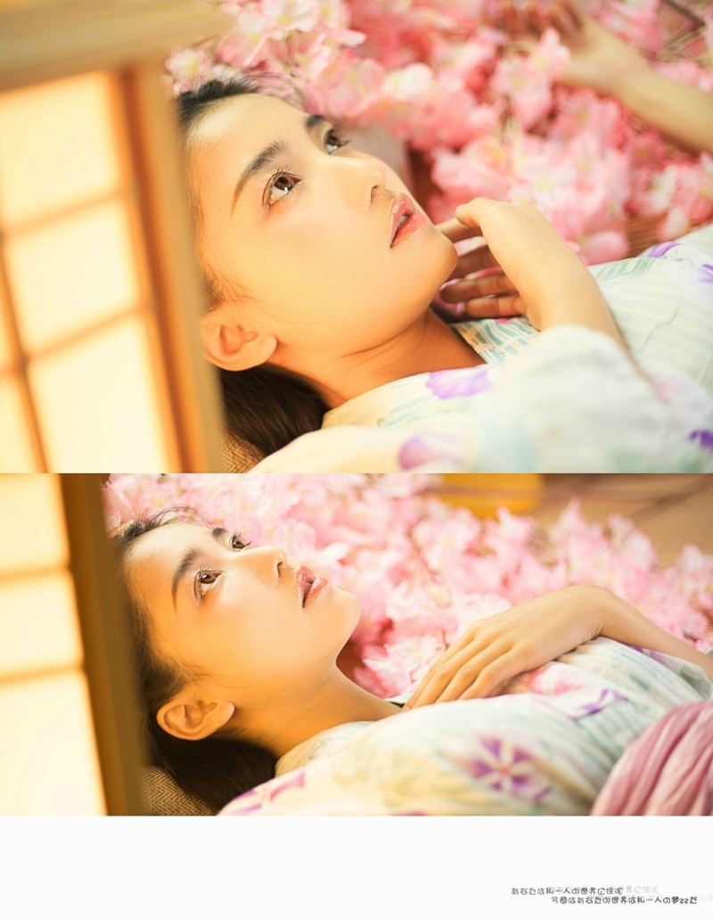 樱花丛中的和服姑娘清丽香甜写真