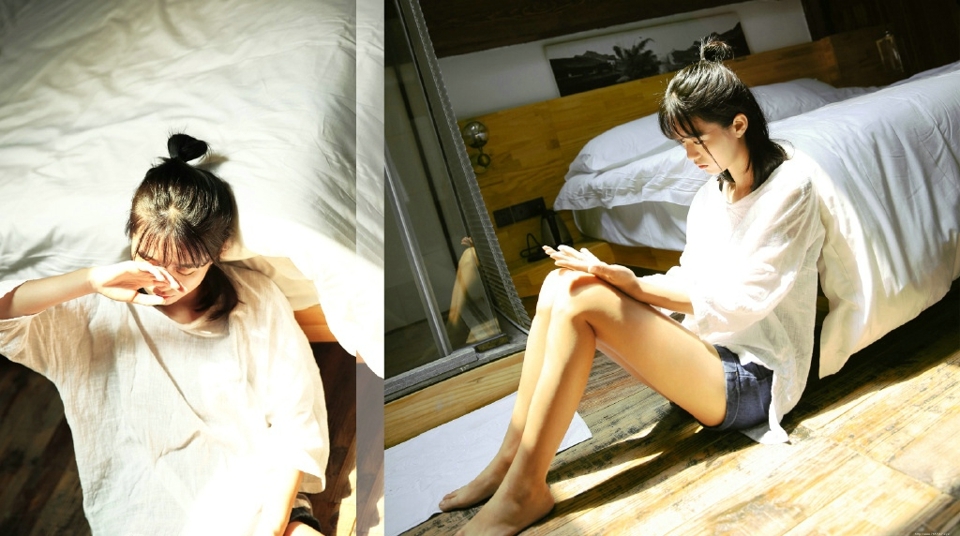 娇小妹子私房光影丸子头养眼五官写真