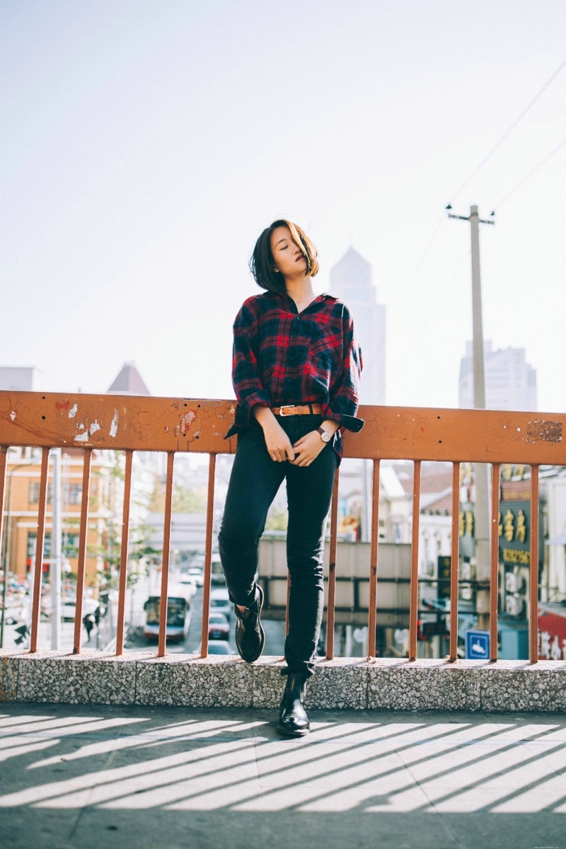 率性休闲范妹子纯真活力阳光笑容