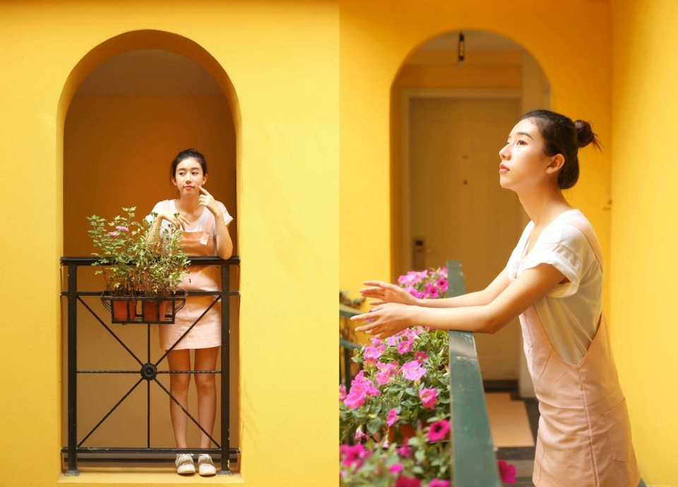 丸子头清纯少女靓丽色彩养眼写真