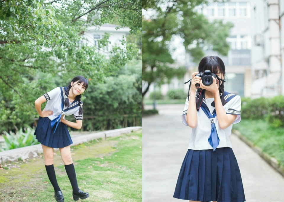 校园制服双马尾可爱少女青春无敌