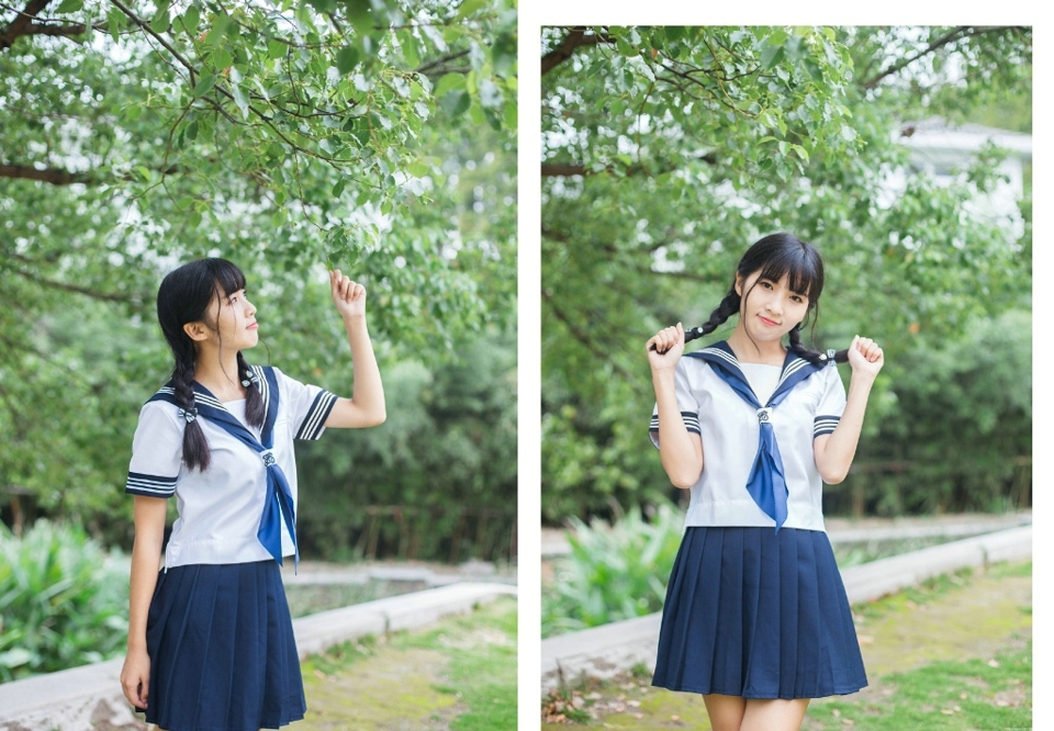 校园制服双马尾可爱少女青春无敌