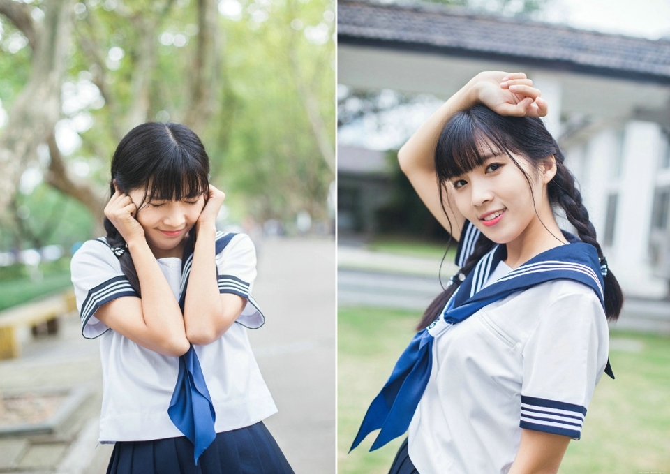校园制服双马尾可爱少女青春无敌