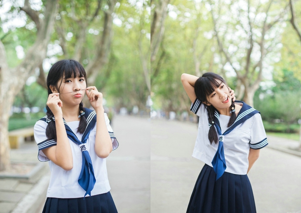 校园制服双马尾可爱少女青春无敌