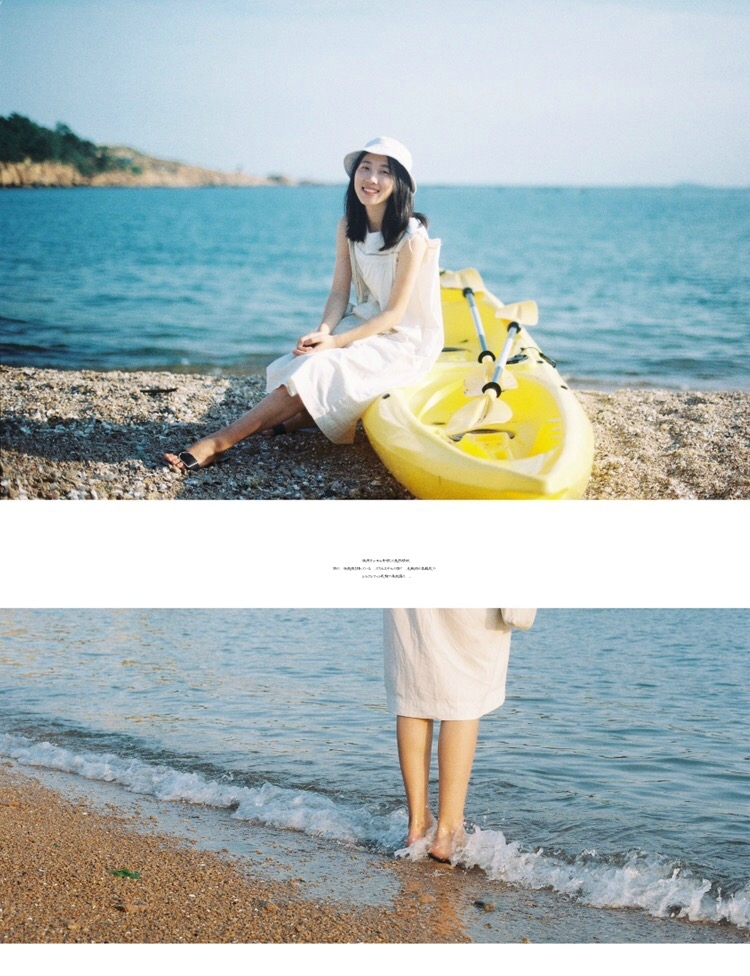 海边俏皮妹子阳光明媚笑容灿烂