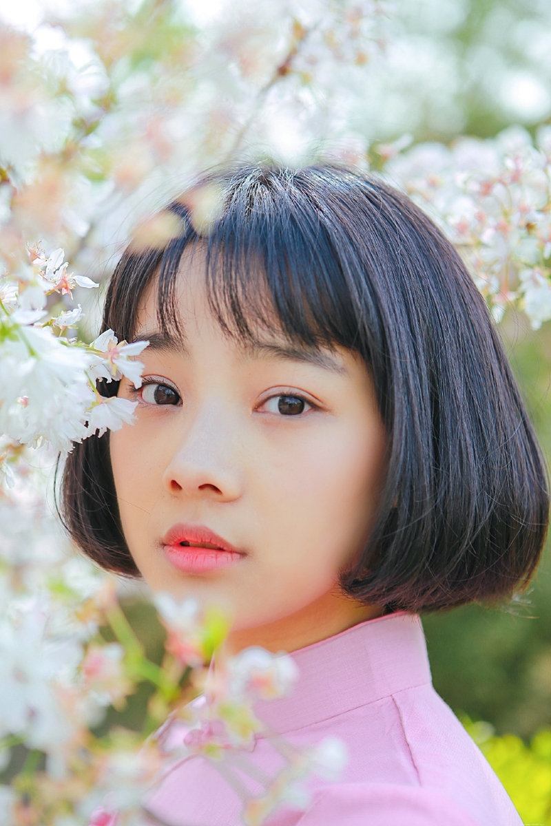 粉嫩民国风美女樱花海洋中养眼迷人