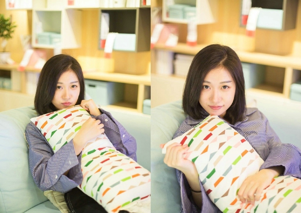 格子衬衫清爽美女悠闲时光