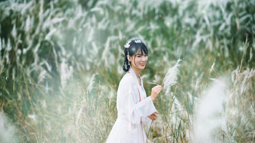 清纯古风美人芦苇荡里养眼汉服图片
