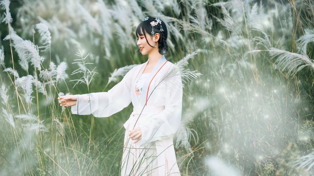 清纯古风美人芦苇荡里养眼汉服图片