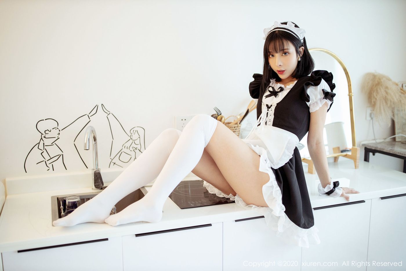 [XIUREN秀人网] 美女模特陈小喵情趣内衣女仆装扮私房写真 No.2008