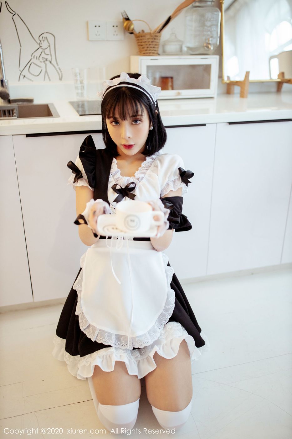 [XIUREN秀人网] 美女模特陈小喵情趣内衣女仆装扮私房写真 No.2008