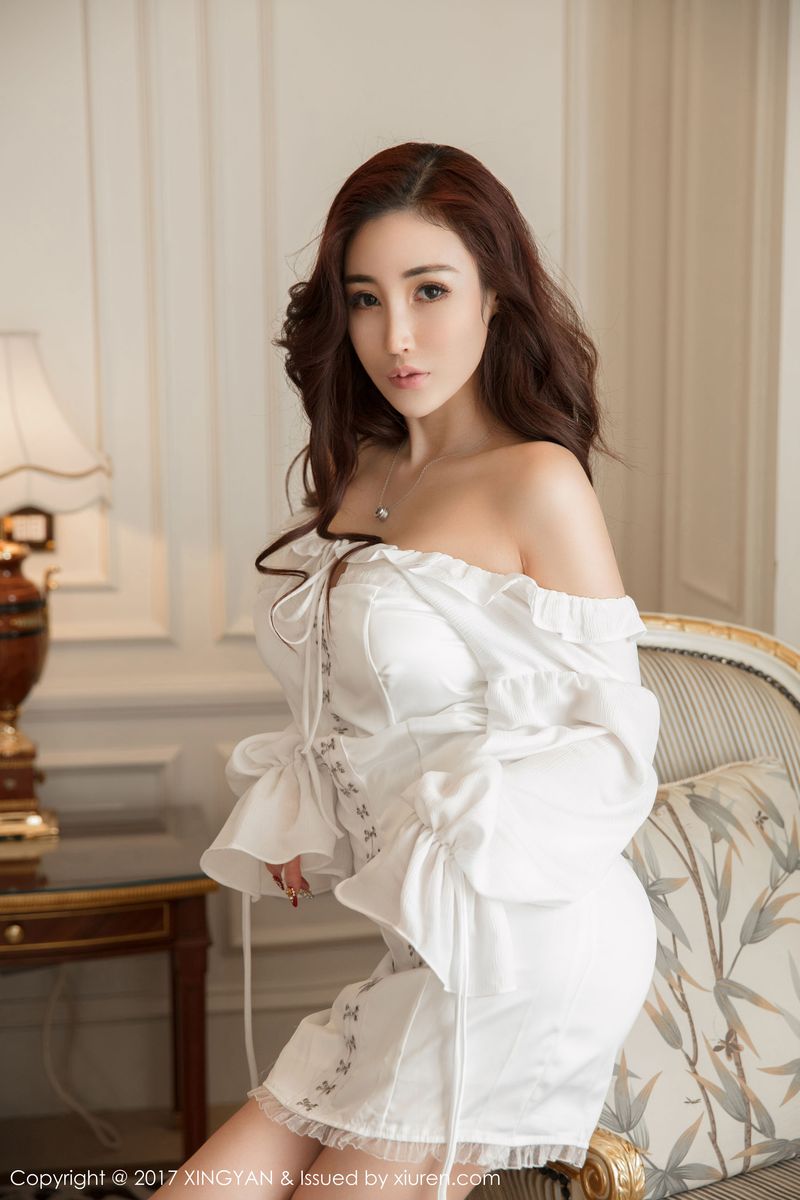 [XINGYAN星颜社] 美女模特孙梦瑶V露肩长裙+内衣诱惑欧美范风格首刊 VOL.001