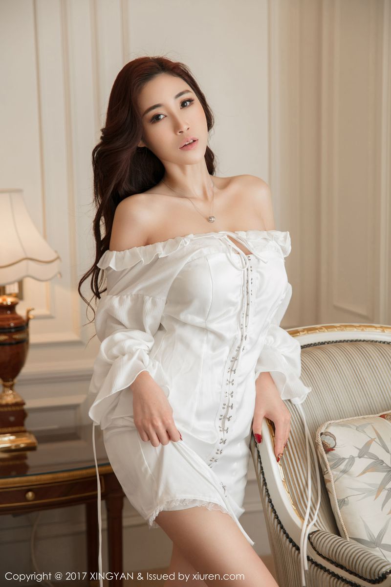 [XINGYAN星颜社] 美女模特孙梦瑶V露肩长裙+内衣诱惑欧美范风格首刊 VOL.001