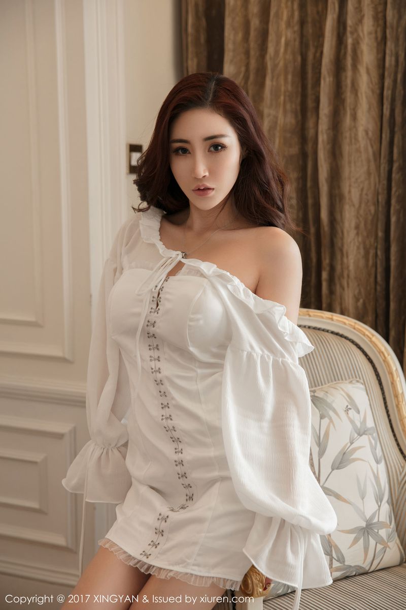 [XINGYAN星颜社] 美女模特孙梦瑶V露肩长裙+内衣诱惑欧美范风格首刊 VOL.001