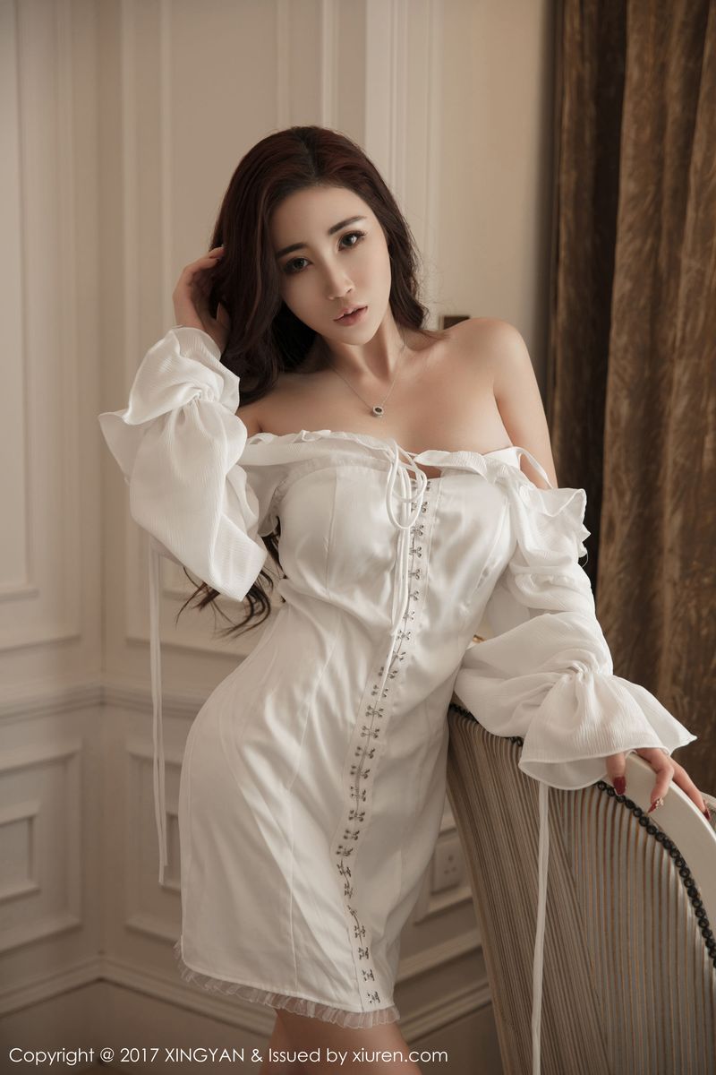 [XINGYAN星颜社] 美女模特孙梦瑶V露肩长裙+内衣诱惑欧美范风格首刊 VOL.001