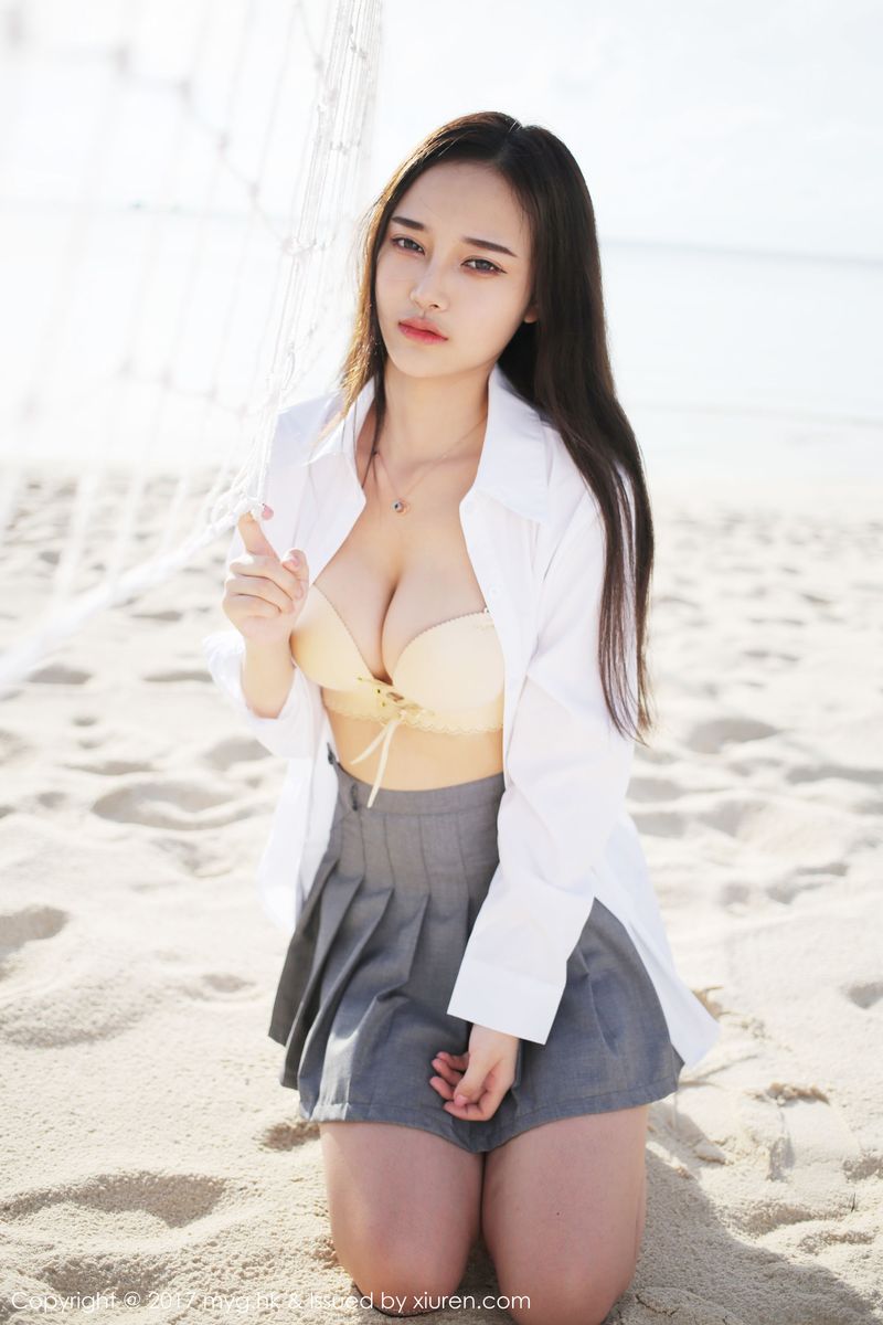[MyGirl美媛馆] 性感女神唐琪儿il海边白衬衫+短裙系列越南旅拍 VOL.259