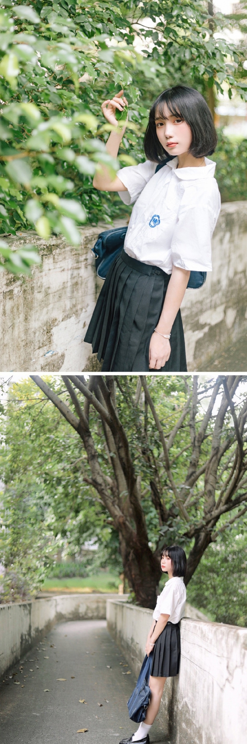 短发美女校花学生制服短裙写真