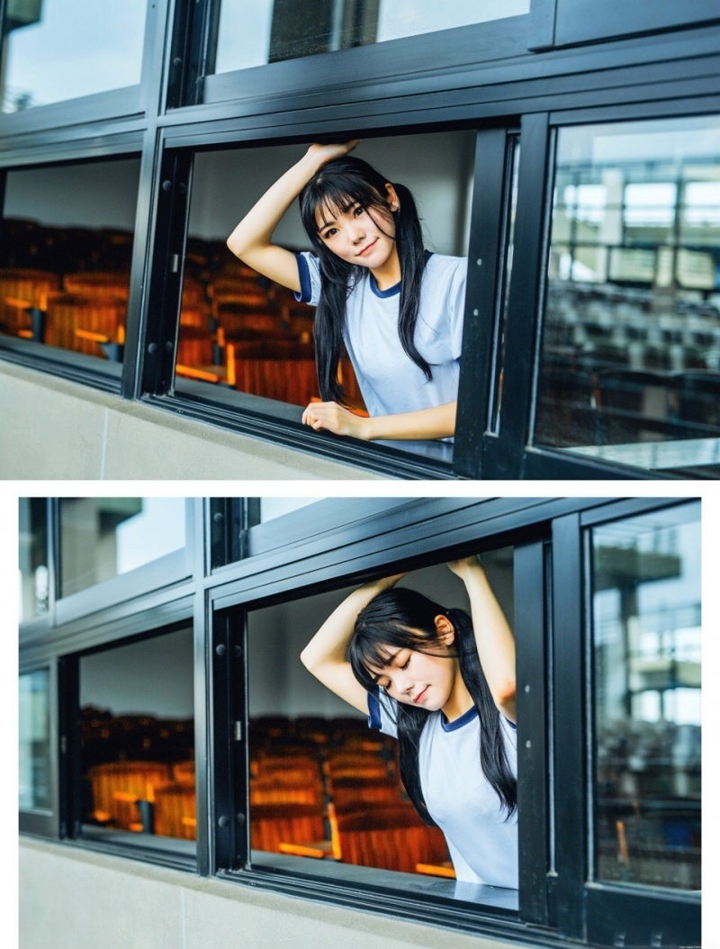 双马尾少女休闲体操服户外写真