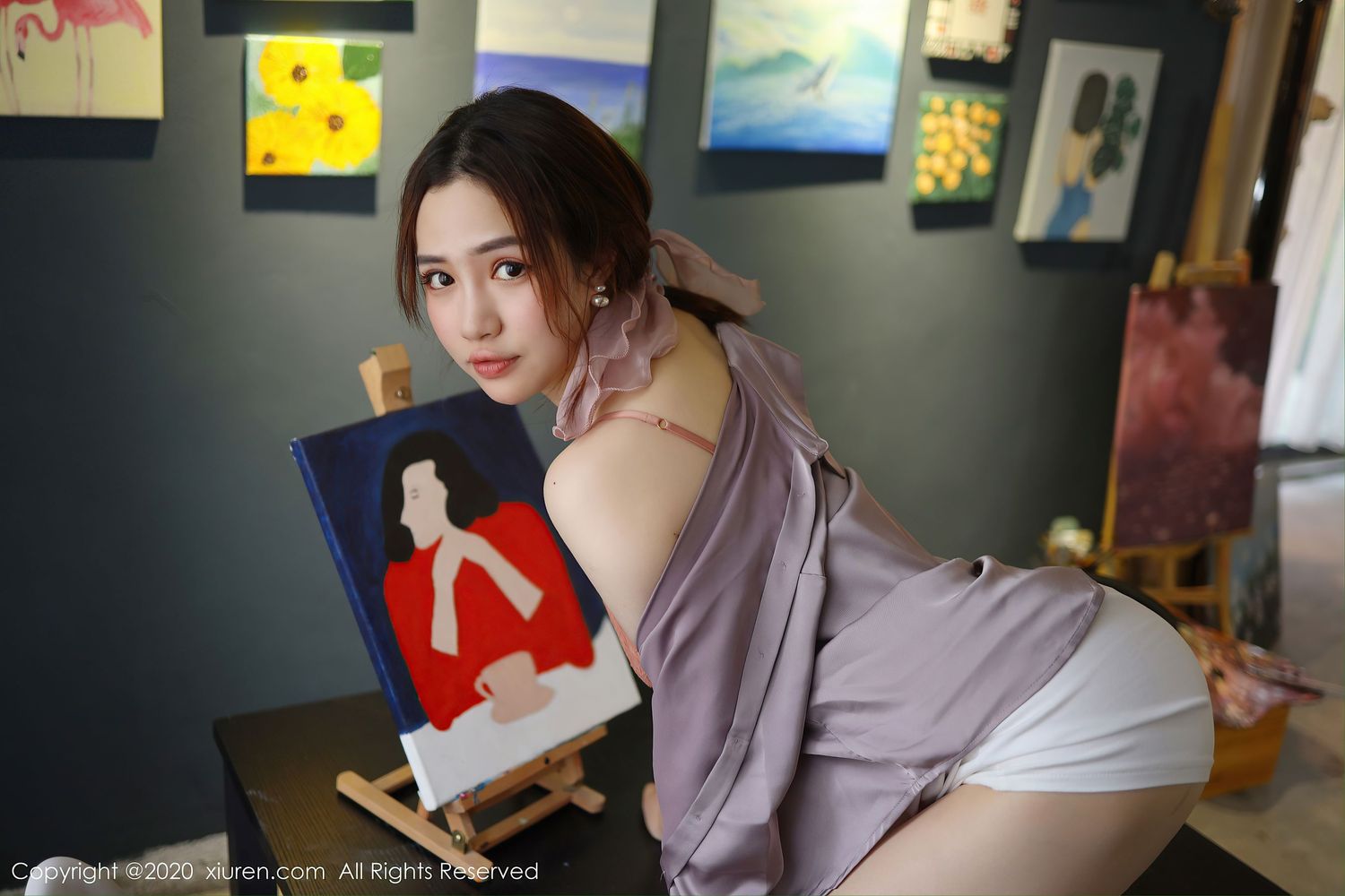 [XIUREN秀人网] 美女模特蛋糕Cake - 丝袜美腿&画室主题性感写真 No.2288