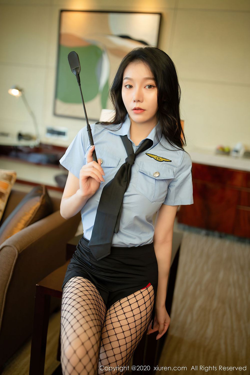 [XiuRen秀人网] 美女模特安然Maleah - 警花主题镂空内衣魅惑写真 No.2670