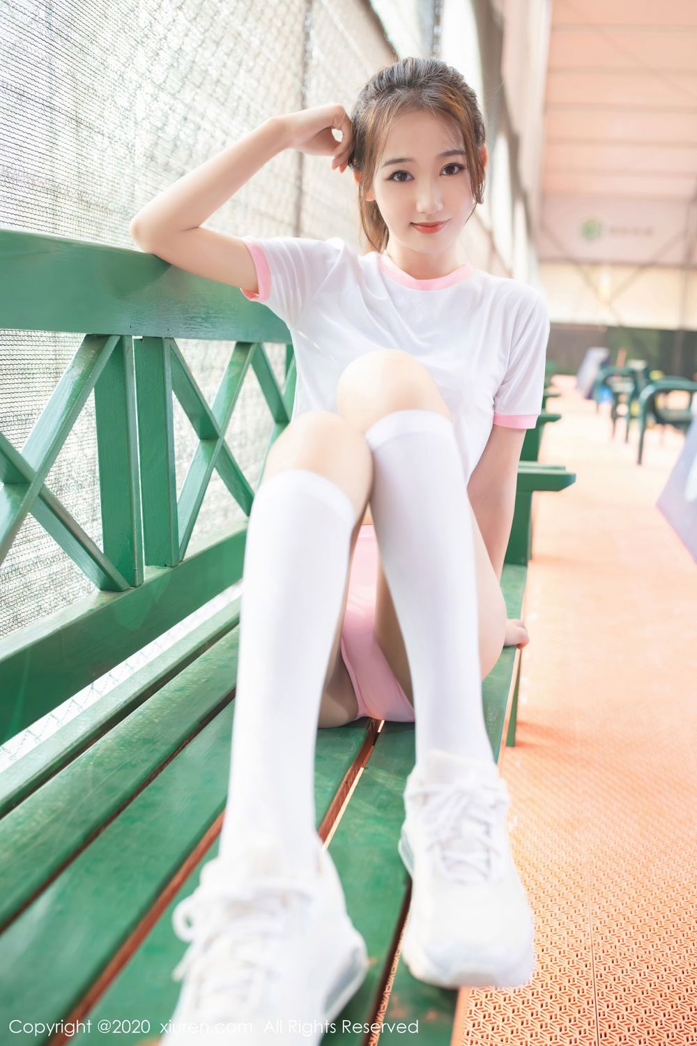 [XiuRen秀人网] 新人模特唐安琪 - 白色长筒袜网球少女系列写真 No.2762