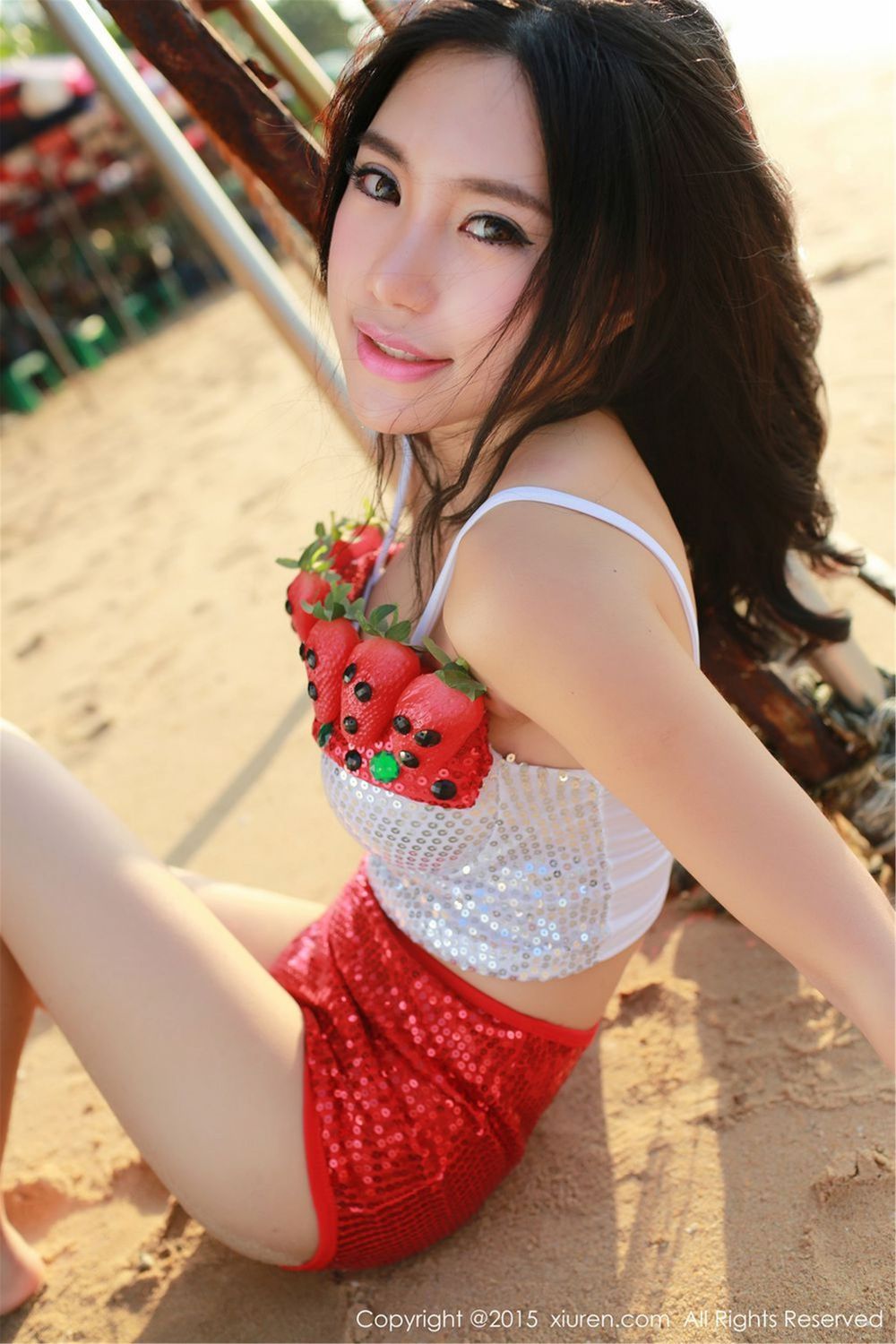 [XiuRen秀人网] 美女模特绮里嘉ula - 红色连体服饰沙滩内衣泰国旅拍 No.267