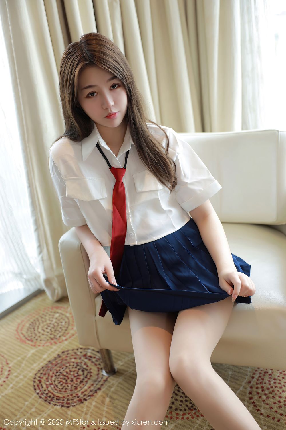 [MFStar模范学院] 美女模特梦梵 - 清纯气息JK制服系列性感写真 Vol.362