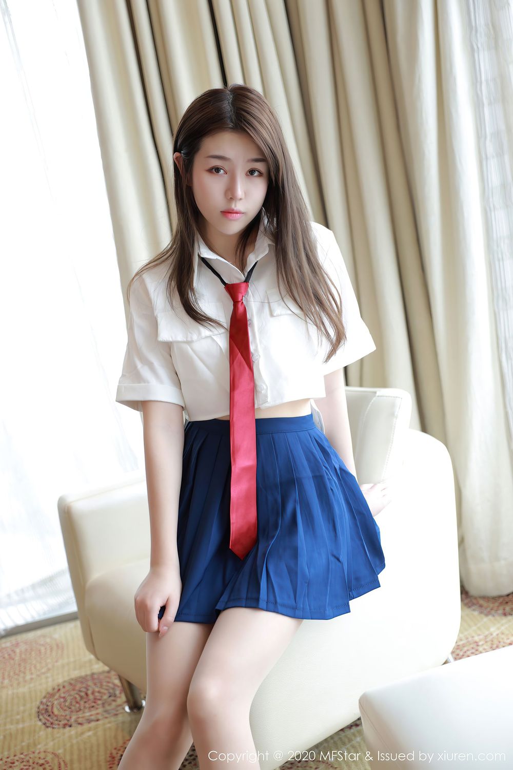 [MFStar模范学院] 美女模特梦梵 - 清纯气息JK制服系列性感写真 Vol.362