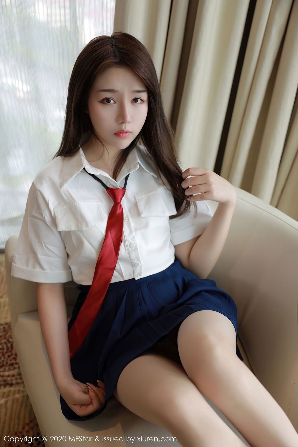 [MFStar模范学院] 美女模特梦梵 - 清纯气息JK制服系列性感写真 Vol.362