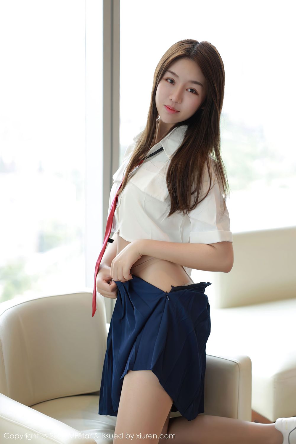 [MFStar模范学院] 美女模特梦梵 - 清纯气息JK制服系列性感写真 Vol.362