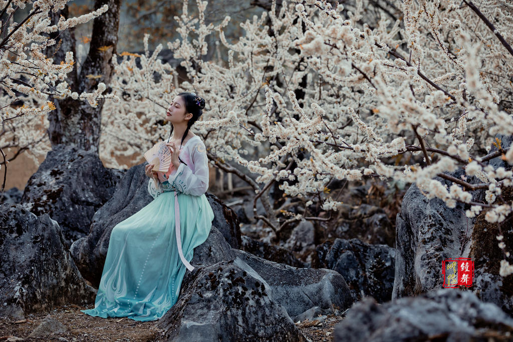 古装美女樱花树下唯美浪漫写真