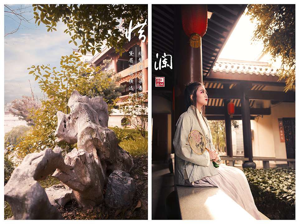 典雅娴静汉服美女步步生莲写真