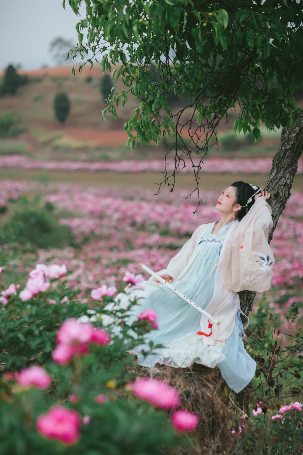 汉服美女置身花海唯美浪漫图片