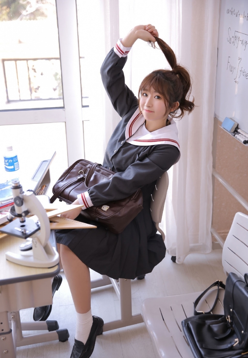 马尾辫美女学生妹水手制服写真