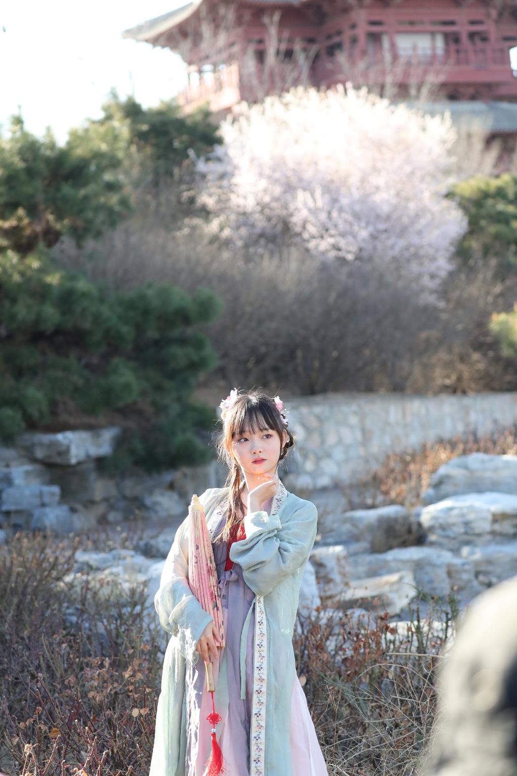 汉服美女桃花树下唯美浪漫图片