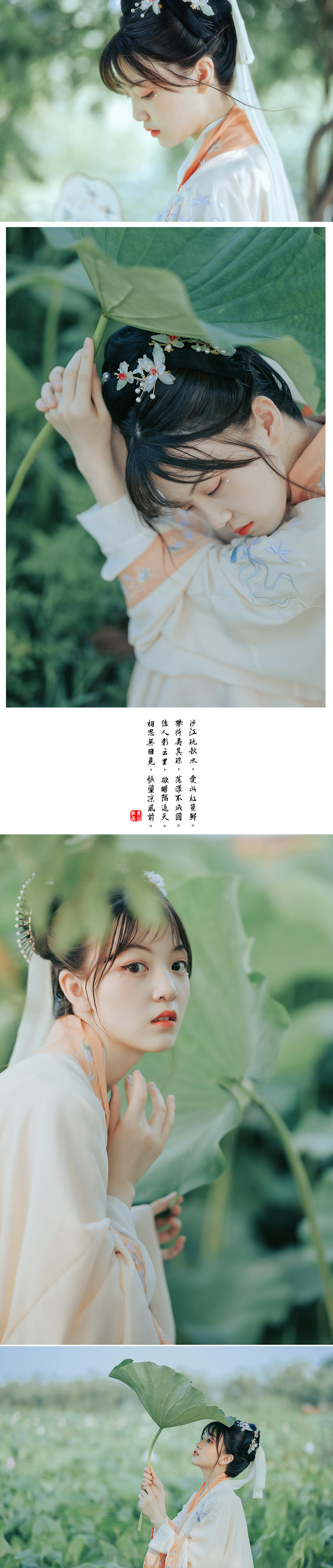 荷塘边的汉服美女秀雅绝俗写真
