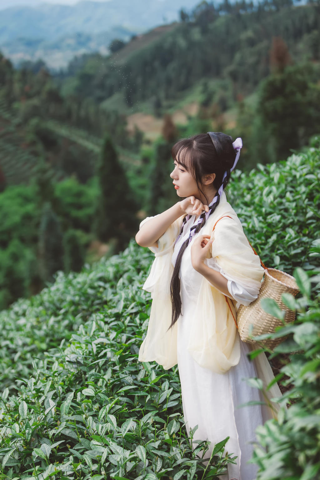 采茶叶的汉服美女秀色可餐美图