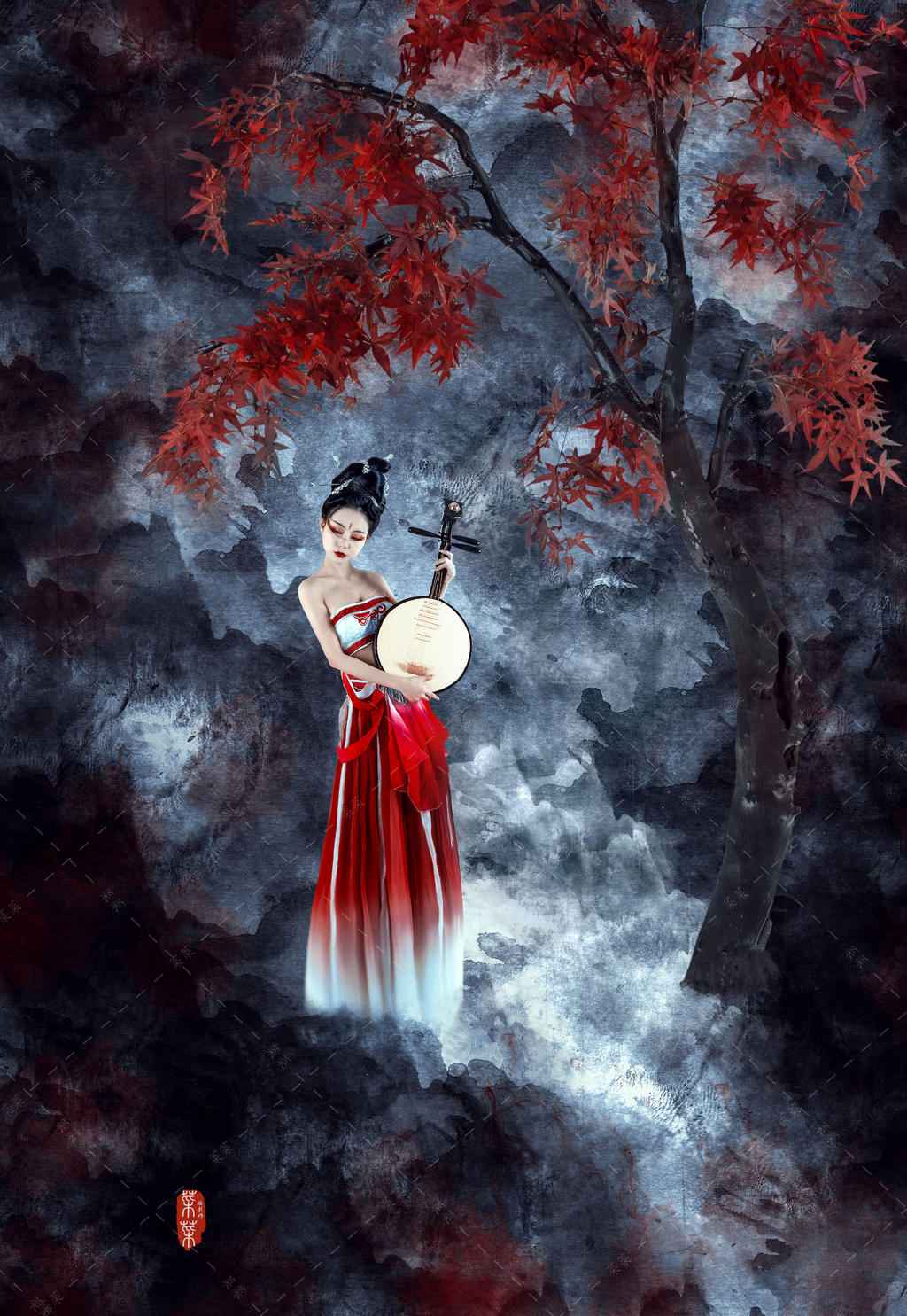 古风美人红唇雪肤妩媚妖娆图片