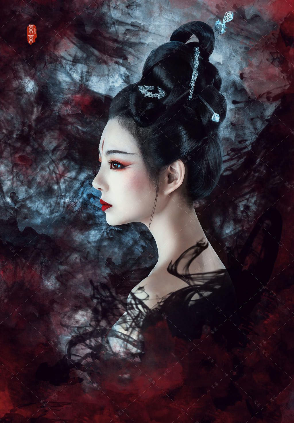 古风美人红唇雪肤妩媚妖娆图片