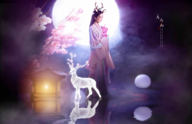 古装美女化身梅花鹿仙子艺术照
