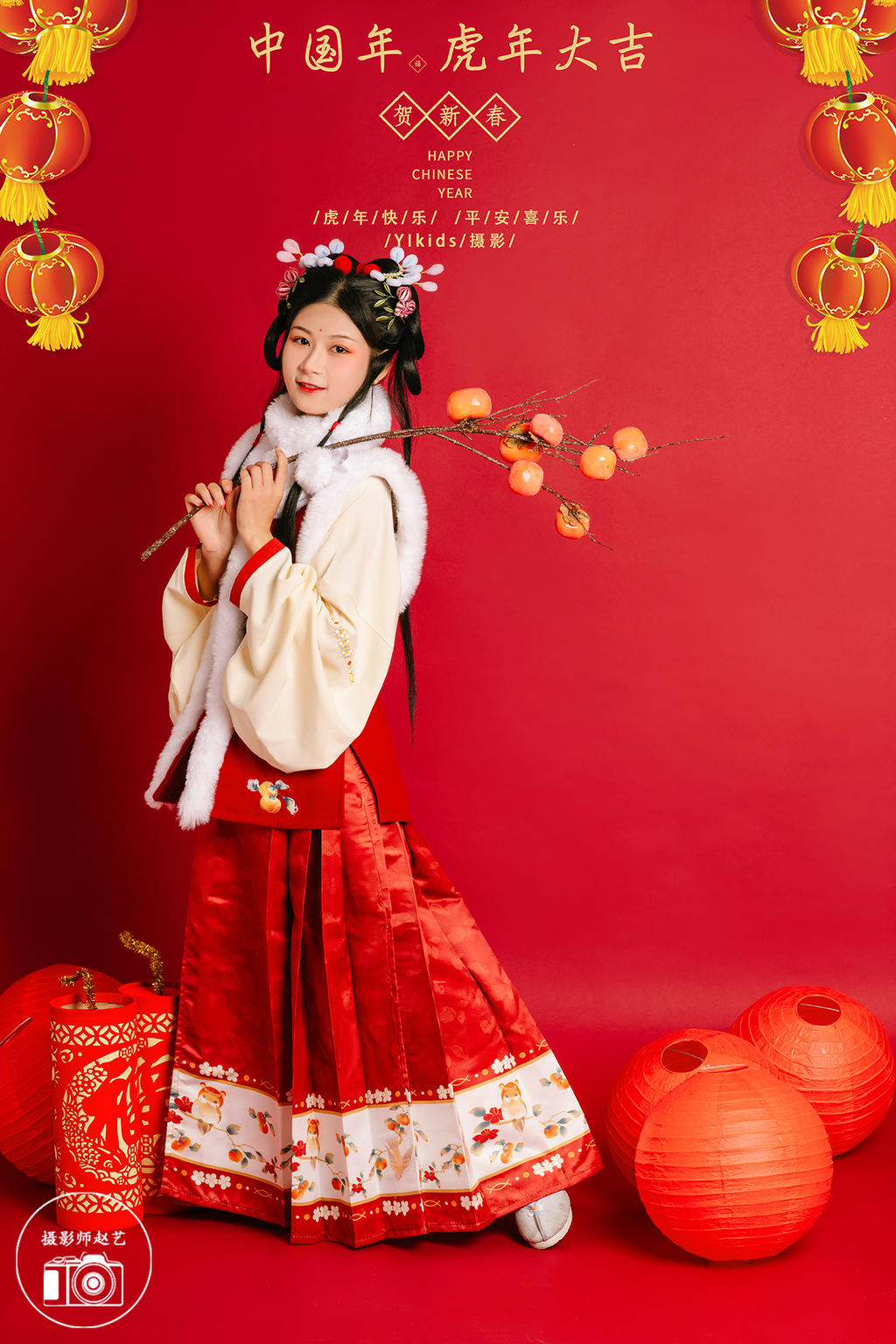 汉服少女红红火火唯美古风摄影