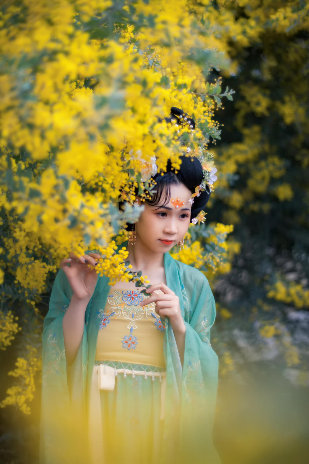 合欢花下汉服美女唯美古风摄影